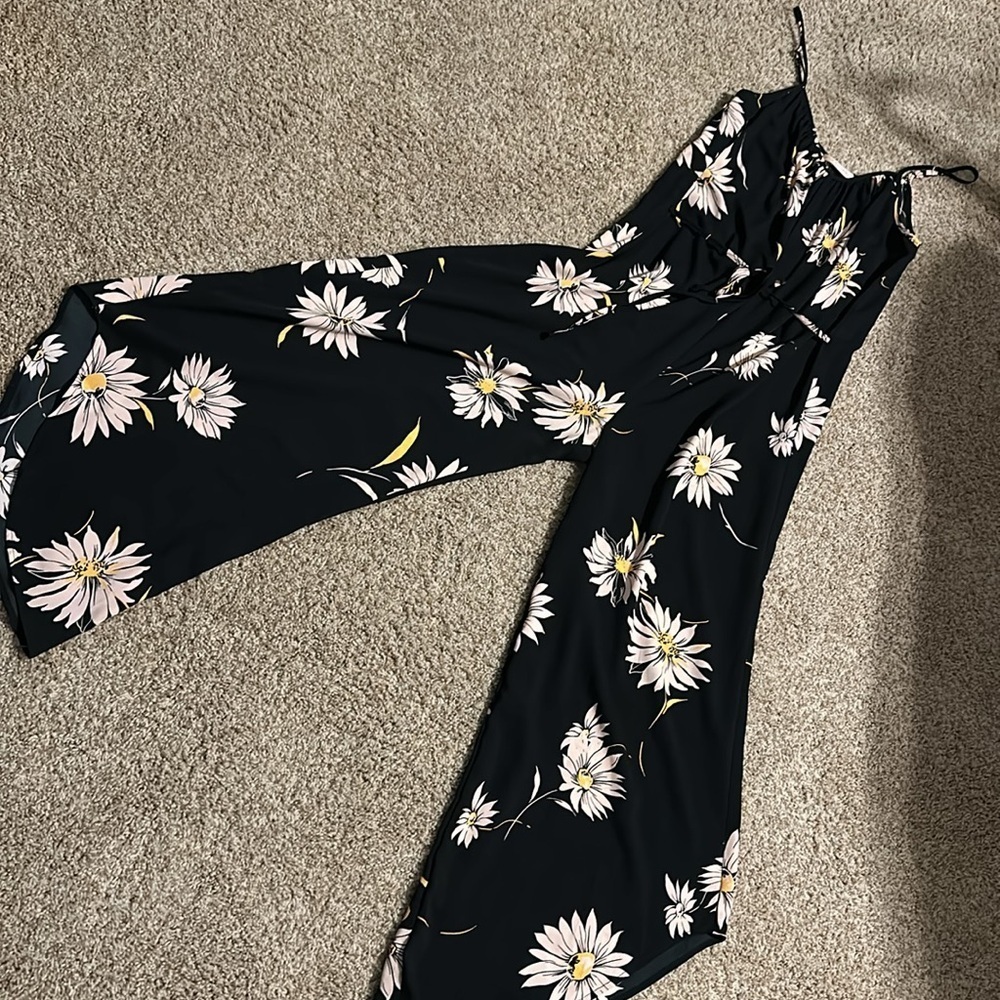 Band of Gypsies black floral jumpsuit M/L